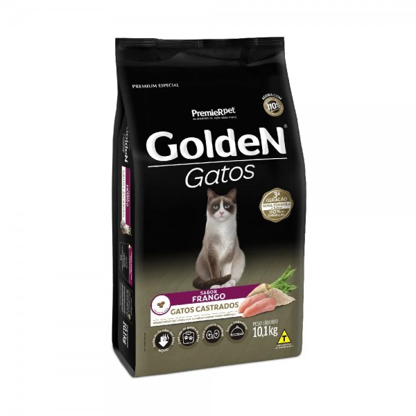 Ração Golden Gatos Castrados Frango 10,1kg