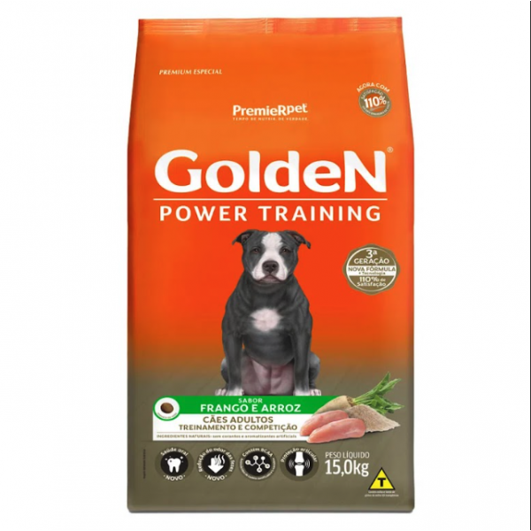 Ração Golden Power Training para Cães Adultos Frango e Arroz 15 kg