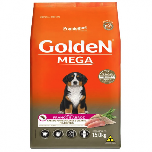 Ração Golden Mega para Cães Adultos Raças Grandes Frango e Arroz 15 kg