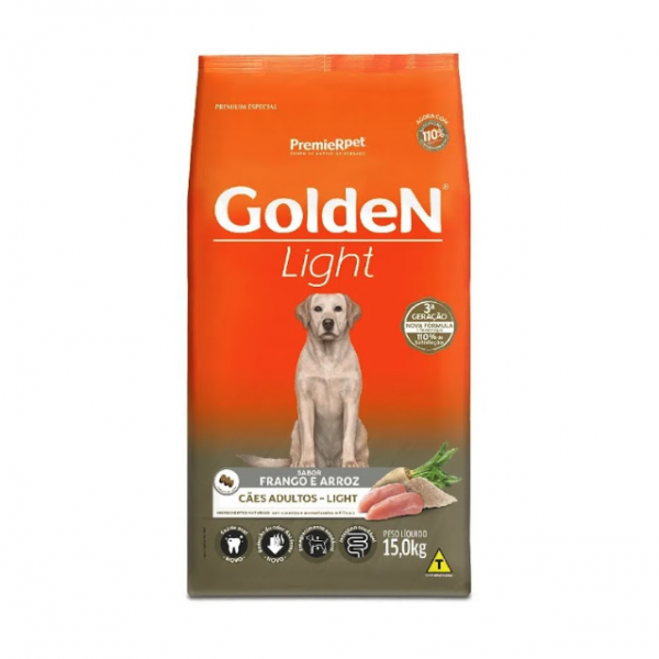Ração Golden Fórmula Light Cães Adultos Frango e Arroz 15 kg