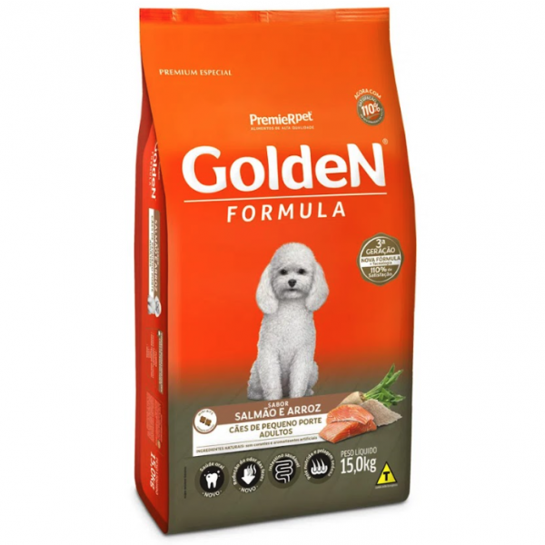 Ração Golden Fórmula para Cães Adultos Raças Pequenas Salmão e Arroz 15 kg