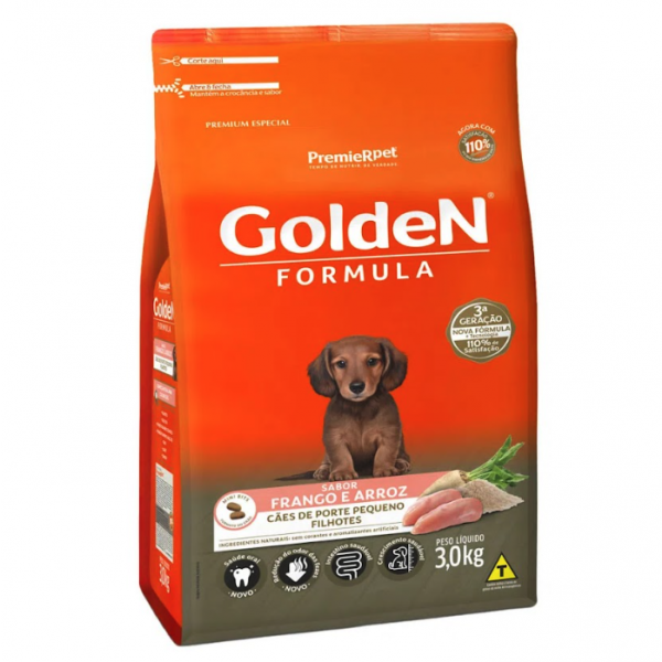 Ração Golden Fórmula Cães Filhotes Raças Pequenas Frango e Arroz 3kg