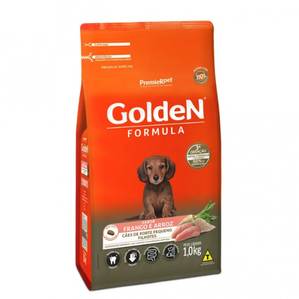 Ração Golden Fórmula Cães Filhotes Raças Pequenas Frango e Arroz 1 kg