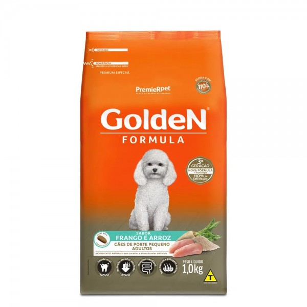 Ração Golden Fórmula Cães Adultos Raças Pequenas Frango e Arroz Mini Bits 1kg