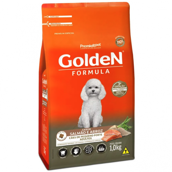 Ração Golden Fórmula para Cães Adultos Raças Pequenas Salmão e Arroz 1 kg