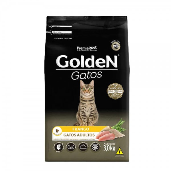 Ração Golden Gatos Adultos Sabor Frango 3kg