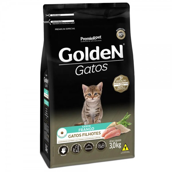 Ração Golden Gatos Filhotes Sabor Frango 3 kg