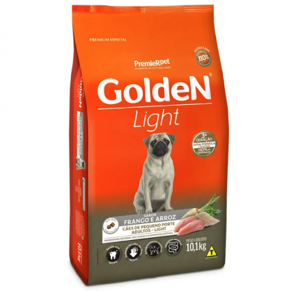 Ração Golden Fórmula Light para Cães Adultos Porte Pequeno Frango e Arroz 10,1 kg