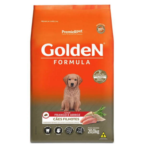 Ração Golden Fórmula Cães Filhotes Frango e Arroz 20 kg