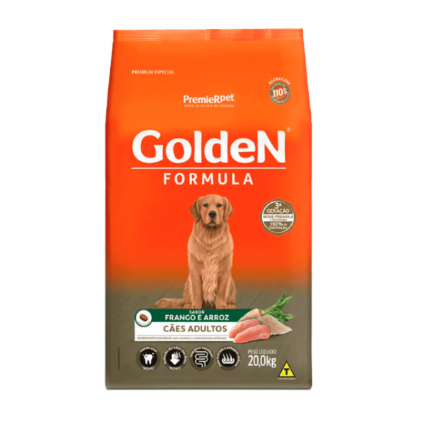 Ração Golden Seleção Natural Cães Adultos Frango e Arroz 3 kg