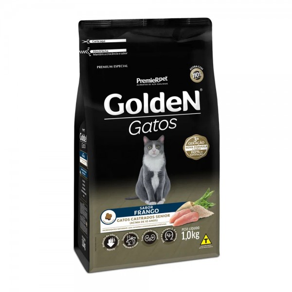 Ração Golden Gatos Castrados Sênior Frango 1 kg