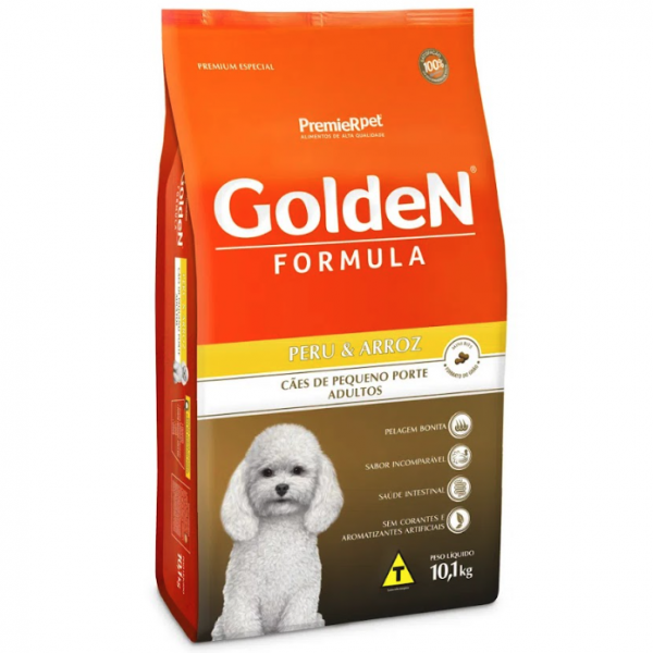 Ração Golden Fórmula Cães Adultos Raças Pequenas Peru e Arroz 10,1kg