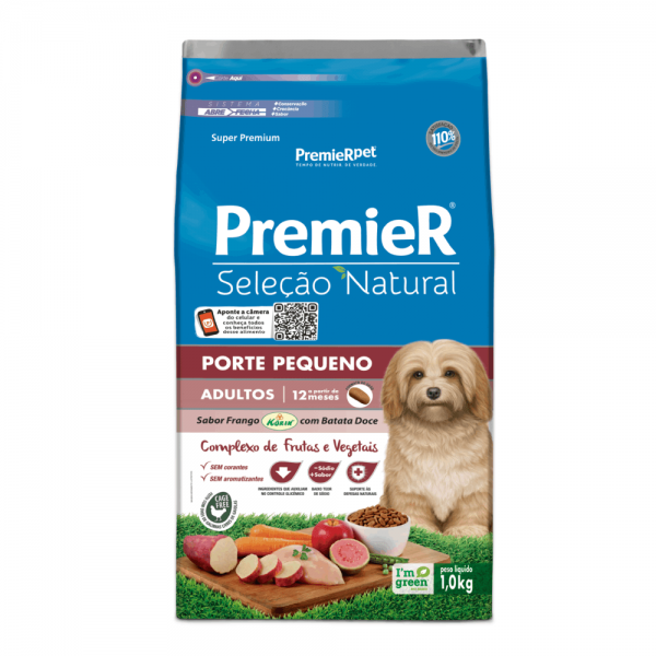 Ração Premier Seleção Natural Cães Adultos Raças Pequenas Frango com Batata Doce 1 kg