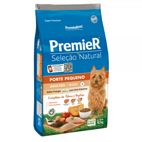 Ração Premier Seleção Natural Cães Adultos Pequeno Porte Frango com Chia e Quinoa 10,1 kg