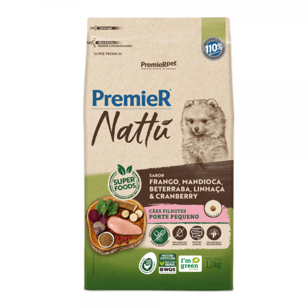 Ração Premier Nattu Cães Filhotes Mandioca Pequeno Porte 1 kg