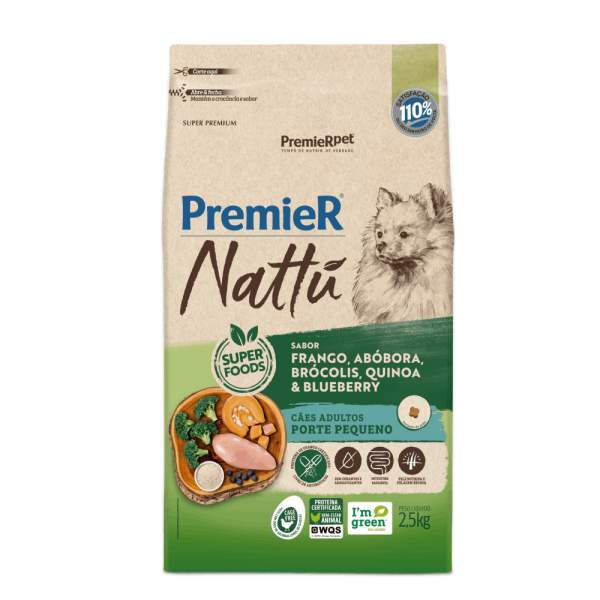 Ração Premier Nattu Cães Adultos Abóbora Pequeno Porte 2,5 kg