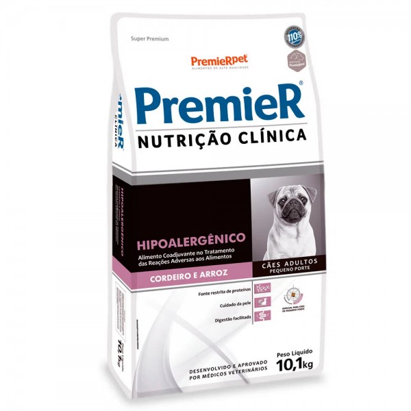 Ração Premier Nutrição Clínica Cães Hipoalergênico Pequeno Porte Cordeiro e Arroz 10,1 kg