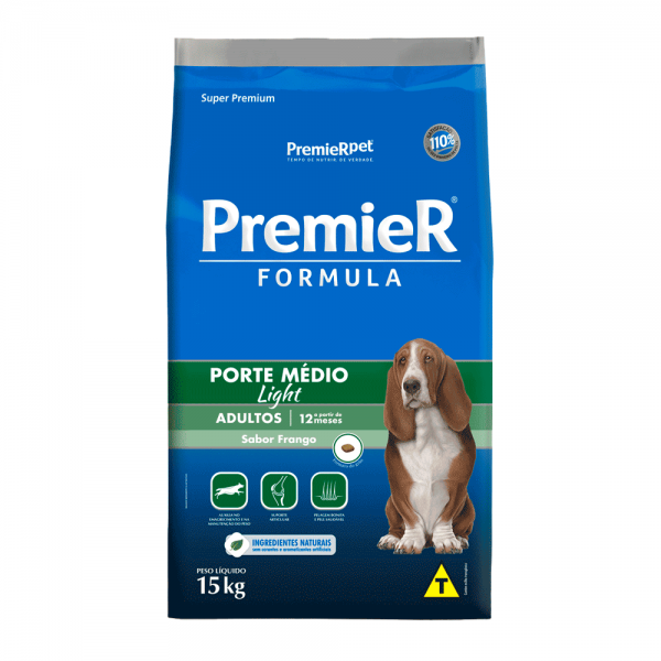 Ração Premier Formula Light Cães Adultos Raças Médias Frango 15 kg