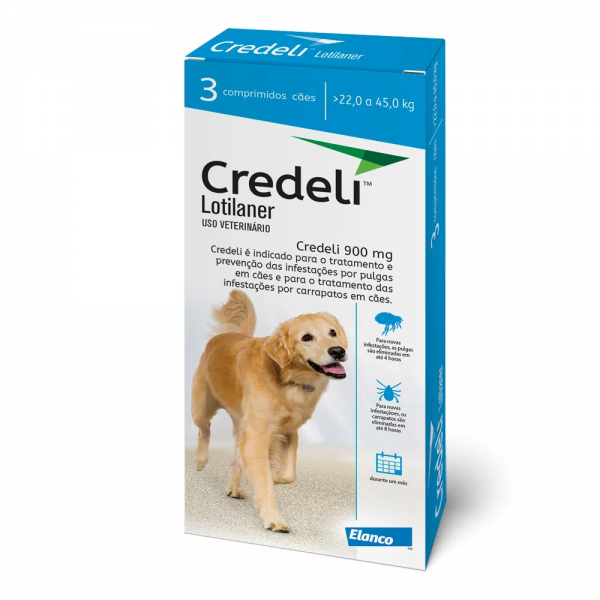 Antipulgas Credeli 900mg Cães 22 a 45kg 3 comprimidos