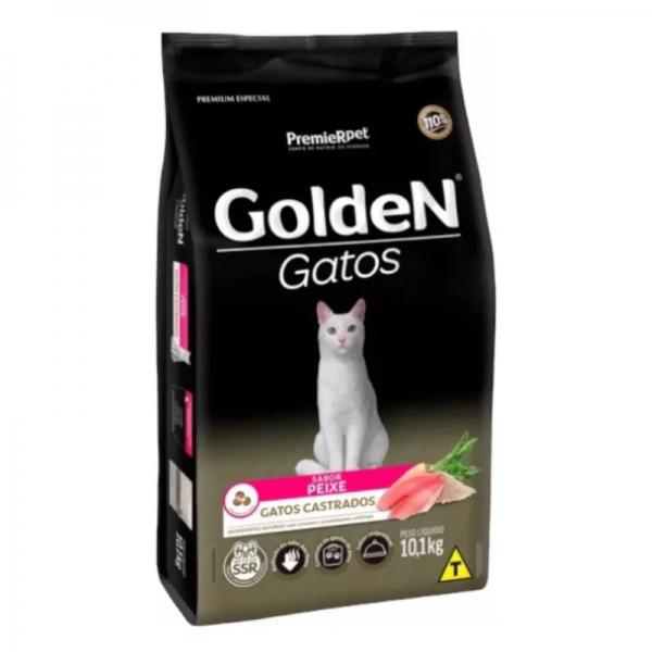 Ração Premier Golden para Gatos Adultos Castrados Peixe 10,1kg