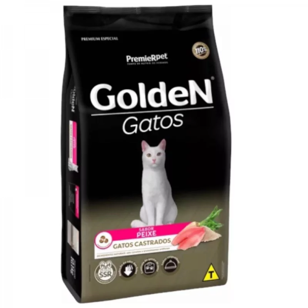 Ração Premier Golden para Gatos Adultos Castrados Peixe 3kg