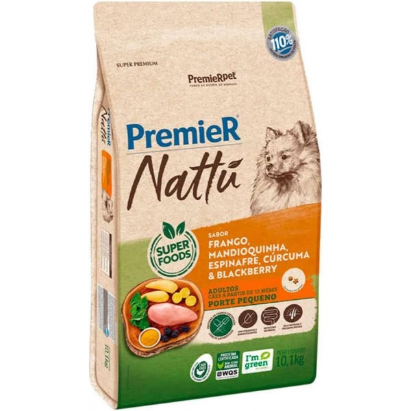 Ração Premier Nattu Cães Adultos Mandioquinha Pequeno Porte 10,1 kg
