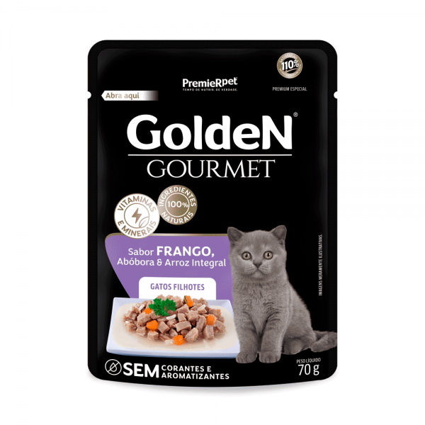 Ração Úmida Golden Gourmet Gatos Filhotes Frango 70 g