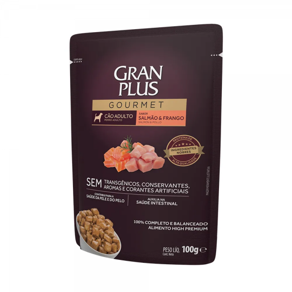 Ração Úmida GranPlus Gourmet Cães Adultos Salmão e Frango 100 g