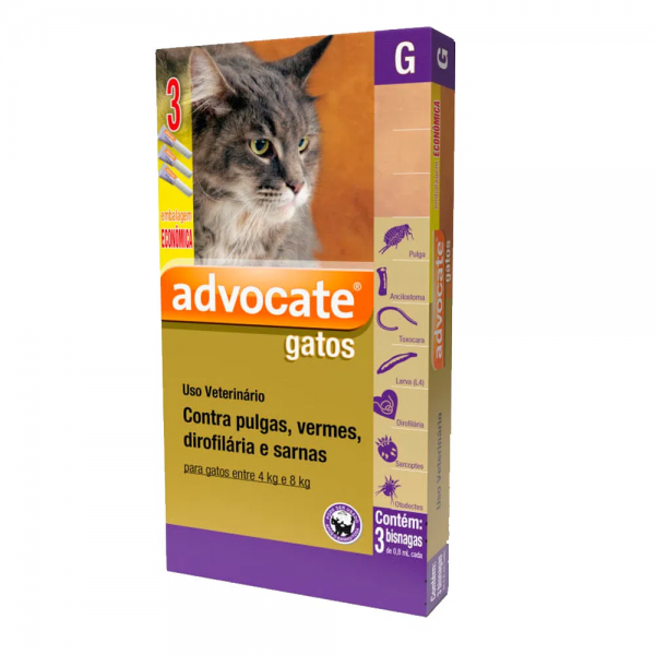 Antipulgas Advocate Gatos entre 4 e 8kg 3 pipetas