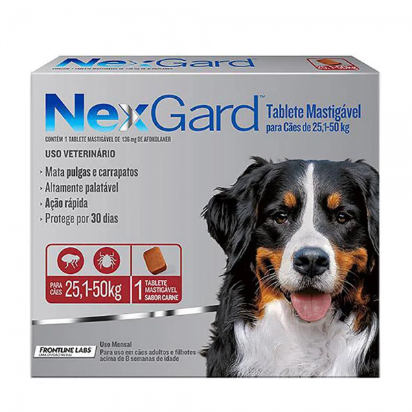 NexGard Antipulgas e Carrapatos para Cães de 25,1 a 50 kg 1 tablete