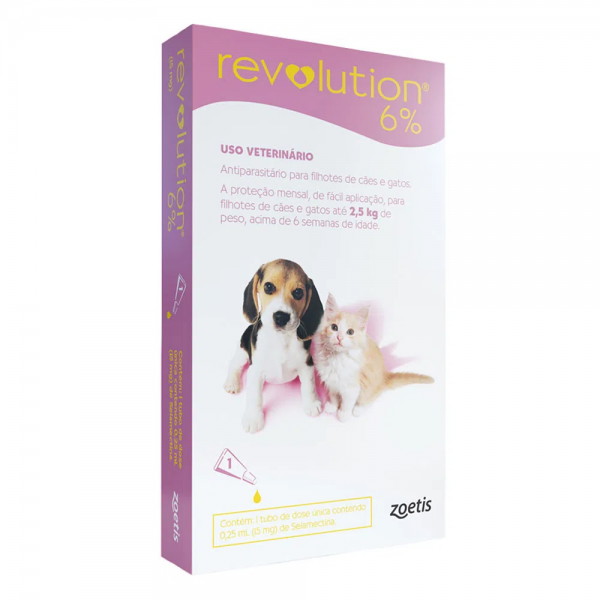 Antipulgas Revolution 6% para Cães e Gatos até 2,5kg 1 Tubo