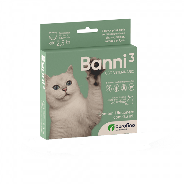 Banni 3 Antipulgas para Gatos até 2,5kg 0,3 ml