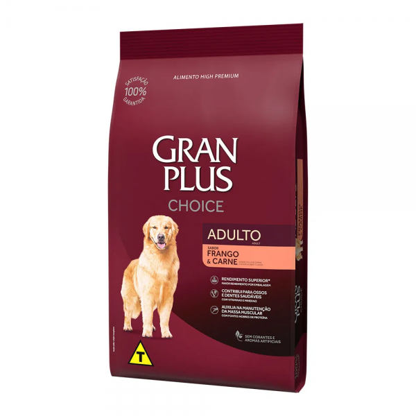 Ração GranPlus Choice Cães Adultos Frango e Carne 10,1 kg