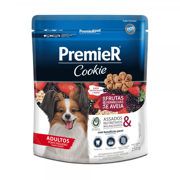 Cookie Premier Cães Adultos Porte Pequeno Frutas Vermelhas e Aveia 250 g