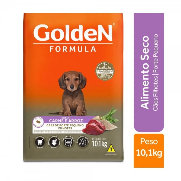 Ração Golden Formula Cães Filhotes Raças Pequenas Carne e Arroz 10,1 kg