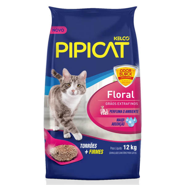 Areia Pipicat Perfumada Floral para Gatos 12 kg