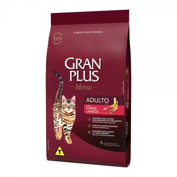 Ração GranPlus Gatos Adultos Carne e Arroz 3 kg