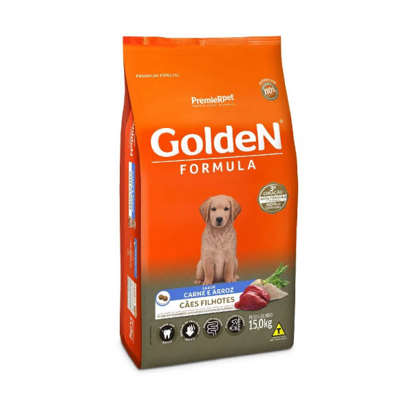 Ração Golden Fórmula para Cães Filhotes Carne e Arroz 15 kg