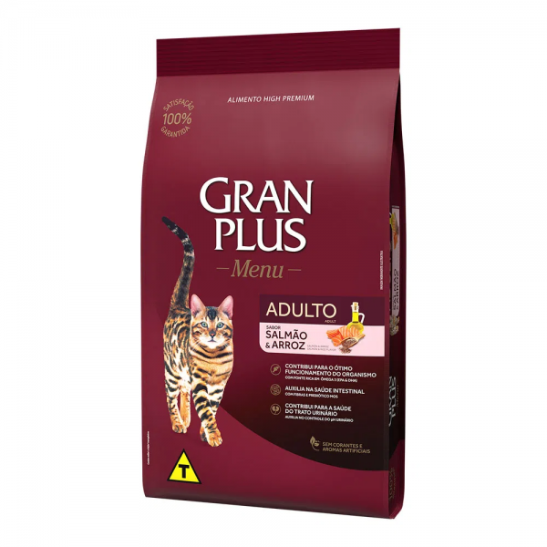 Ração GranPlus Menu Gatos Adultos Salmão e Arroz 10 kg