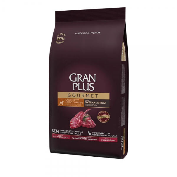 Ração GranPlus Gourmet Cães Filhotes Médio e Grande Ovelha e Arroz 3 kg