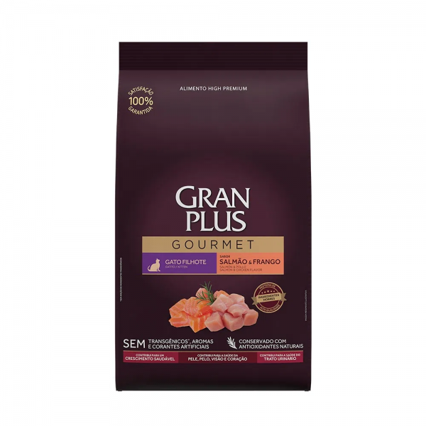 Ração GranPlus Gourmet Gatos Filhotes Salmão e Frango 1 kg