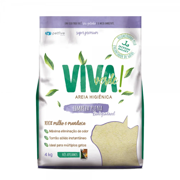 Areia Higiênica Biodegradável Limpeza Plena Viva Verde 4 kg