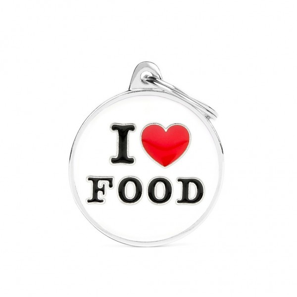 Medalha de identificação Círculo Grande"I love Food"