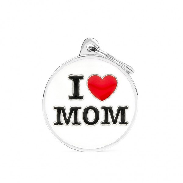 Medalha de identificação Círculo Grande "I Love Mom"
