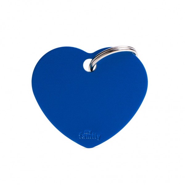 Medalha de identificação coleção Basic Coração Grande Alumínio Azul