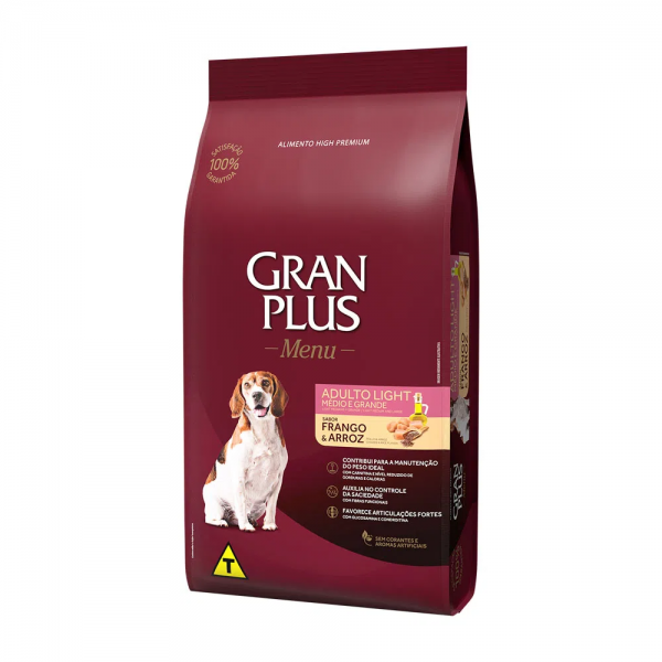 Ração GranPlus Menu Cães Adultos Light Frango e Arroz 15 kg