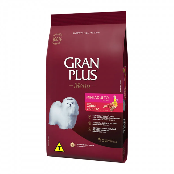 Ração GranPlus Menu Cães Adultos Mini Carne e Arroz 1kg