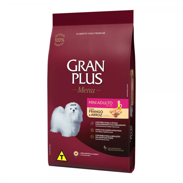 Ração GranPlus Menu Cães Adultos Mini Frango e Arroz 10,1 kg