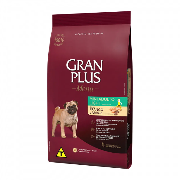 Ração GranPlus Menu Cães Mini Adultos Light Frango e Arroz 3 kg