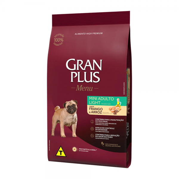 Ração GranPlus Menu Cães Mini Adultos Light Frango e Arroz 10,1 kg